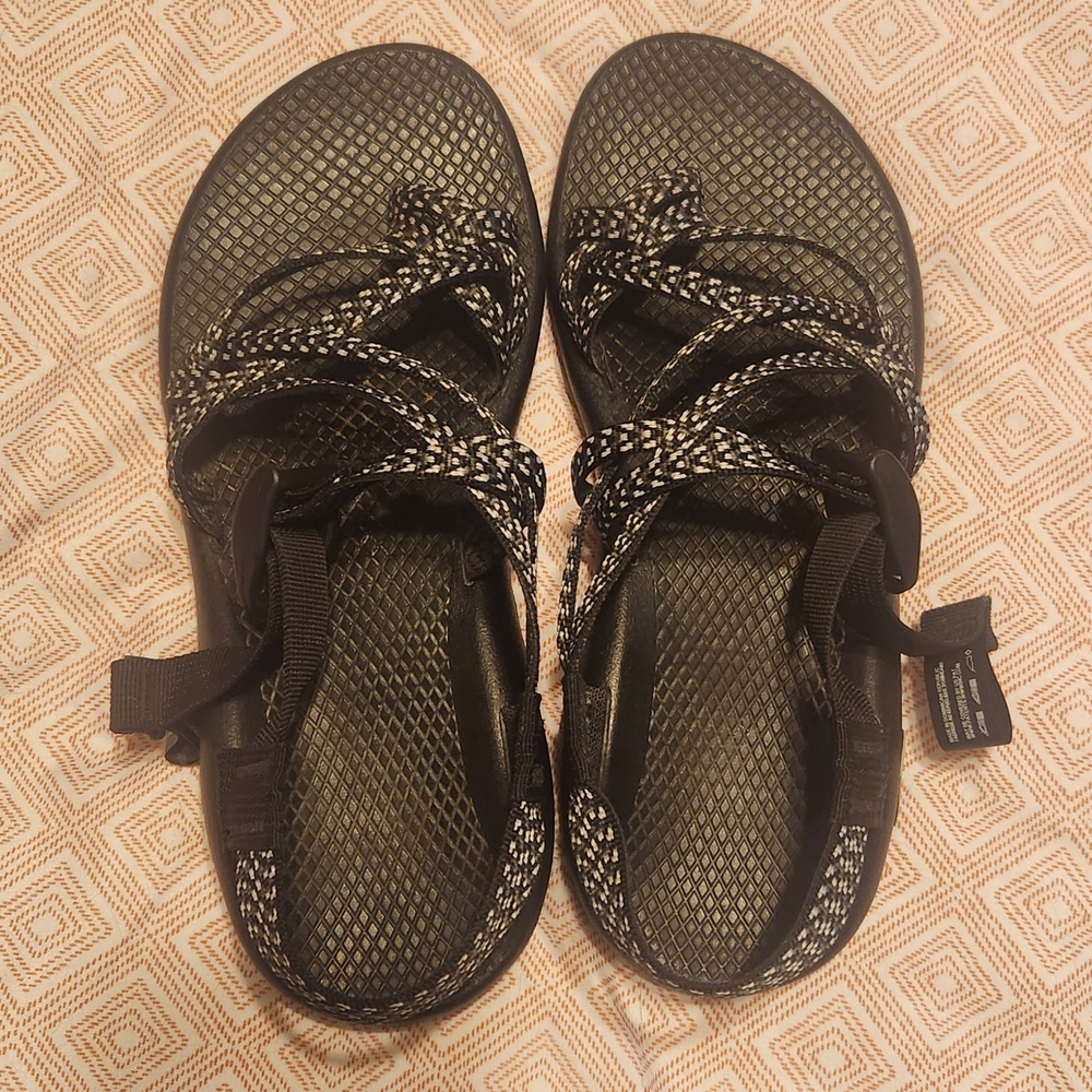 Chaco Black and White Sandals with Comfortable Straps